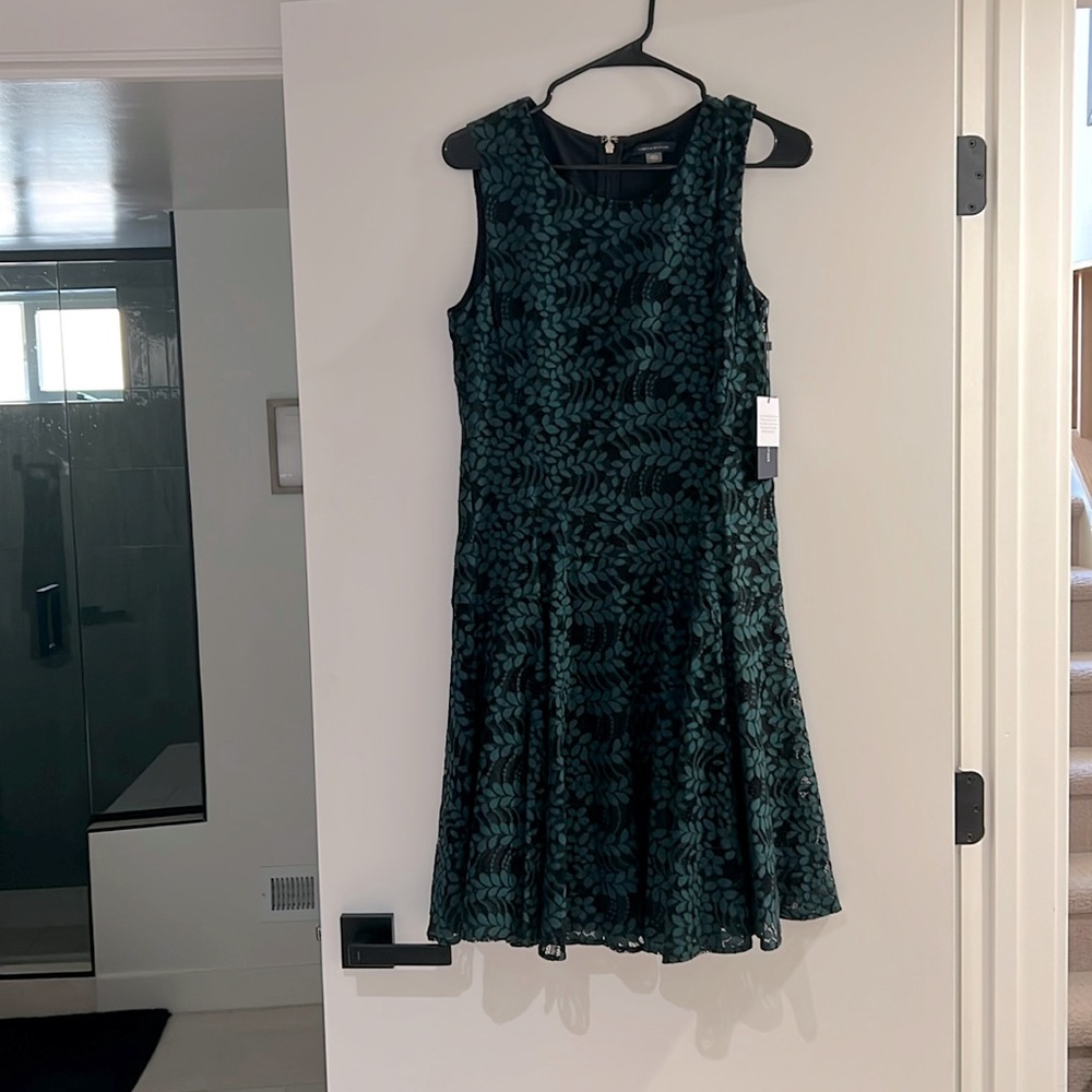 Tommy Hilfiger Green Floral Lace Fit and Flare Dress Size 8